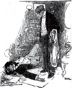 Raffles stood very still, staring down at the dead. Illustration by Frank Parker