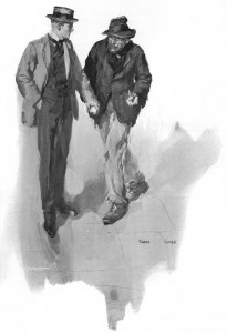 A street sloucher sidled up to me in furtive fashion." Illustration by Cyrus Cuneo