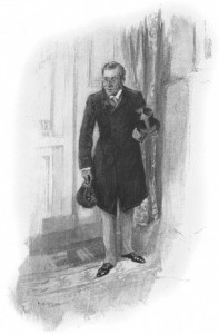 "Good-evening, gentlemen," said he, at home and smiling. Illustration by F. C. Yohn