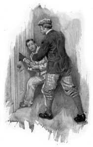 Before he could answer I had him round the neck. Illustration by F. C. Yohn
