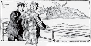 Here we were near Gibraltar. Illustration by Hy Leonard